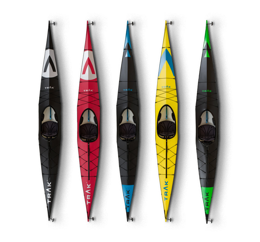TRAK foldable kayak color options shown from above