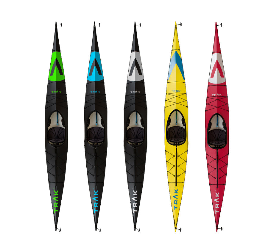 TRAK foldable kayak color options shown from above