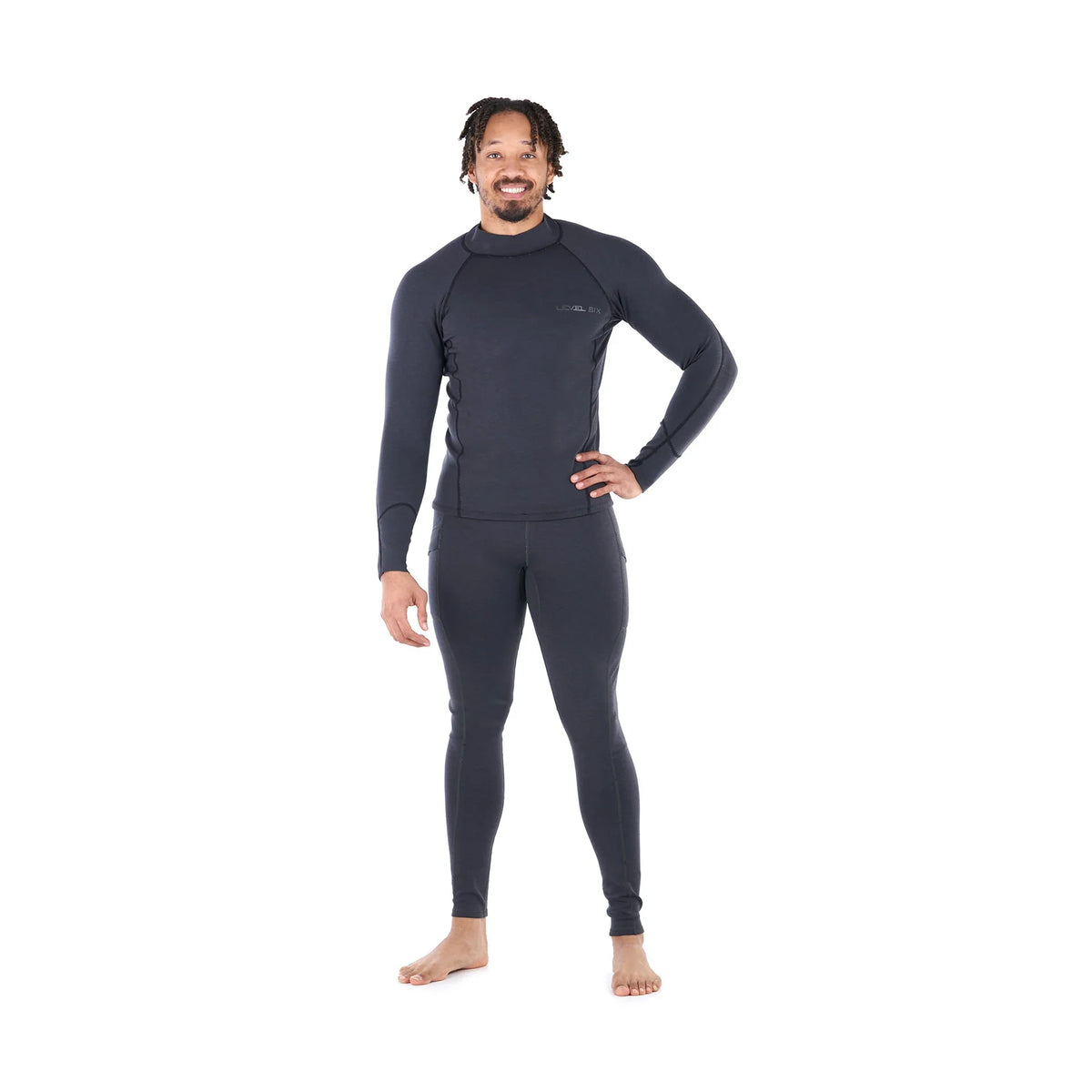 Jericho Long Sleeve Neoprene Top — Black Heather (2)#color_black-heather